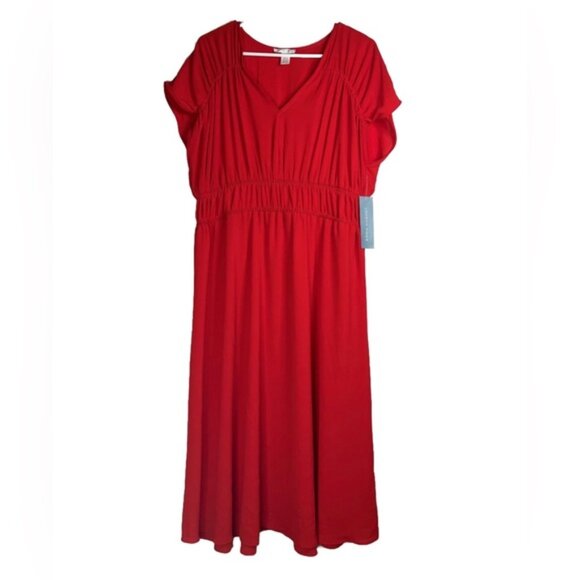 NWT LONDON TIMES T6099M V Neck Cap Sleeve A-Line Dress Size 10 - Picture 3 of 13